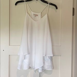 Gianni Bini White Flowy Cami Braided Straps boho